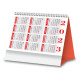 Calendario da tavolo con grafica nei colori, rosso, verde, blu.