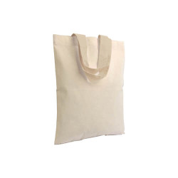 Shopper mini in cotone naturale 135 g/m2, manici corti colorati Shopper mini in cotone naturale 135 g/m2, manici corti colorati
