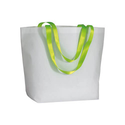 Shopper TNT laminata bianca manici fluo Shopper TNT laminata bianca manici fluo
