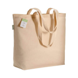 Shopper in cotone organico con manici lunghi e soffietto alla base