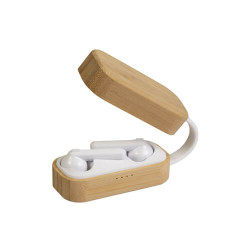 Auricolari bluetooth con scatola bambù Auricolari bluetooth con scatola bambù