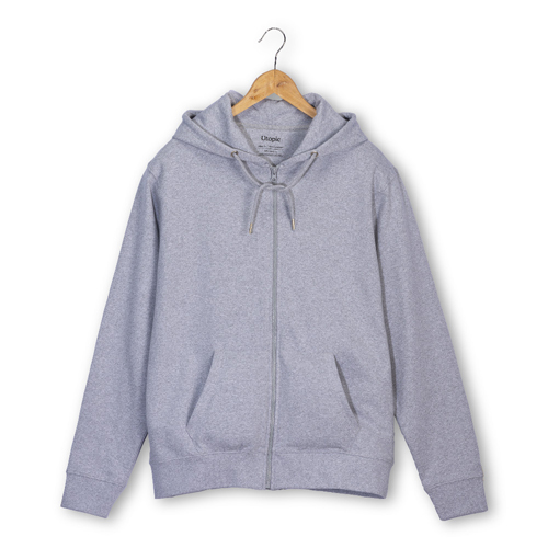 Felpa con cappuccio full zip tessuto rigenerato personalizzabili Felpa con cappuccio full zip tessuto rigenerato personalizzabili