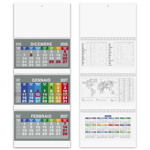 Calendario Trittico Spiral color personalizzabili Calendario Trittico Spiral color personalizzabili