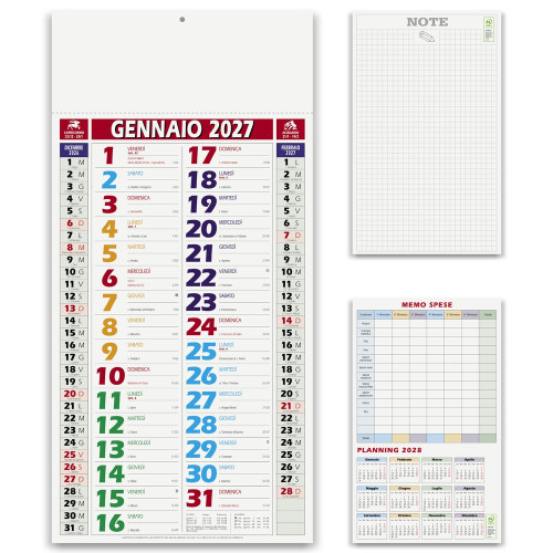 Calendario Olandese Multicolor corpo con grafica in quadricromia Calendario Olandese Multicolor corpo con grafica in quadricromia