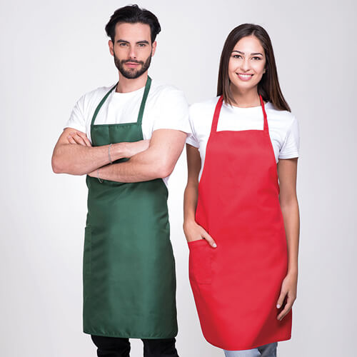 Grembiule policotone con tasca laterale personalizzabile.