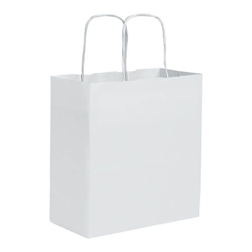 Shopper in carta bianca 18x8x21 Stampa il tuo logo Shopper in carta bianca 18x8x21 Stampa il tuo logo