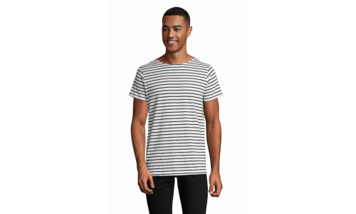 T-shirt Miles cotone pettinato e righe intessute Stampa il tuo logo