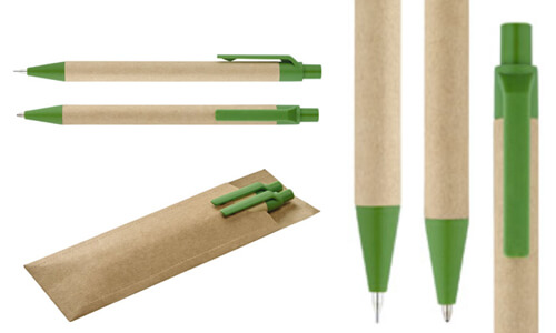 Set con penna a sfera e matita portamina LEAF promozionale