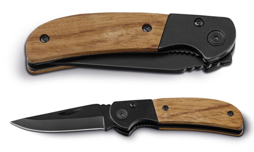 Coltello tascabile in acciaio e legno promozionale