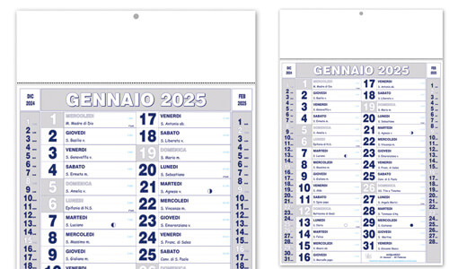 Calendario Olandese con grafica blu argento