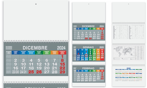 Calendario Trittico Spiral color personalizzabili