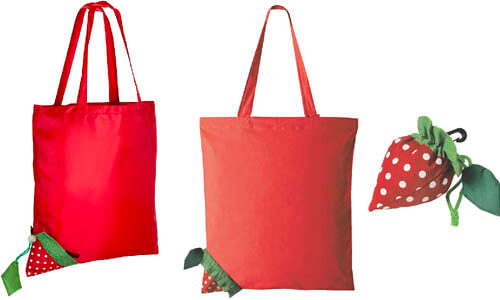 Borsa shopper ripiegabile a forma di fragola