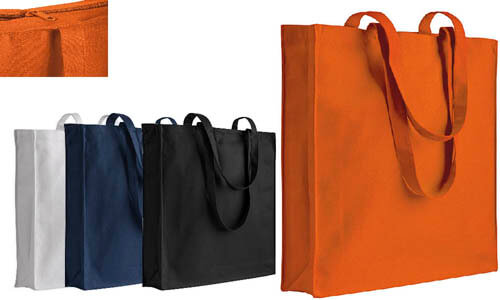 Shopper cotone chiusura con zip e soffietto