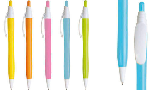 Penna a scatto in plastica con fusto colorato promozionale
