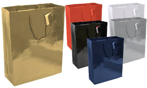 Shopper in carta laminata. Maniglie con cordino