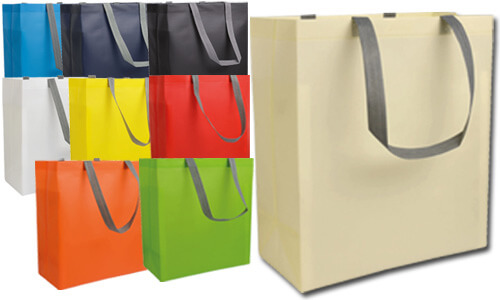 Shopper tnt laminato manici grigi a contrasto