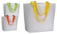 Shopper TNT laminata bianca manici fluo