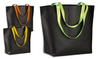 Shopper tnt laminata nera manici fluo