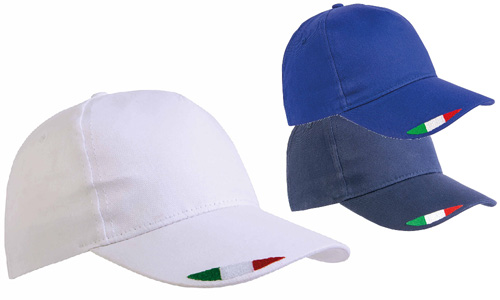 Cappellini in cotone con tricolore su visiera