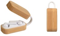 Auricolari bluetooth con scatola bambù