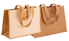 Shopper in cotone con soffietto dettagli in juta