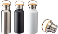 Thermos in acciaio tappo in bambú