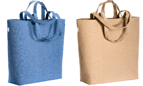 Shopper con soffietto alla base cotone riciclato