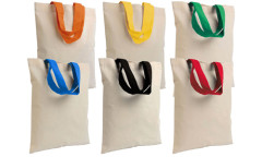 Mini shopper cotone riciclato 140 gr manici colorati