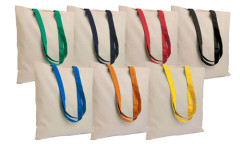 shopper cotone riciclato da 140 gr manici colorati