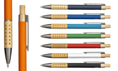 Penna a scatto alluminio riciclato e bambù