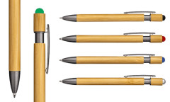 Penna a scatto bambù metallo touch screen