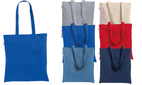 Shopper a tinta unita in cotone riciclato personalizzabili