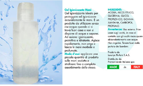 Gel igienizzante 100 ml personalizzabile con il vostro Brand