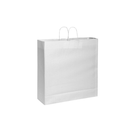 20 Sacchetti Regalo In Carta Kraft Bianca 32x27x11 Cm Con Manici, 300g/m²