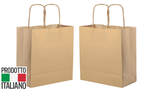 Shopper carta naturale maniglia ritorta 18x21x8 personalizzabili