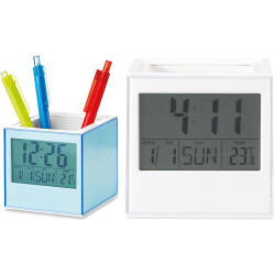 Portapenne cubico con orologio