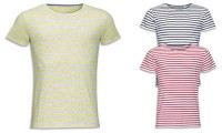 T-shirt cotone pettinato e righe intessute