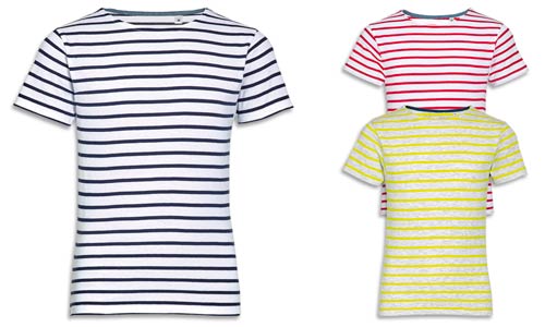 T-shirt bambino e bambina, cotone pettinato e righe intessute