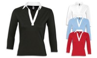 Polo donna, femminile e sportiva con collo a camicia 