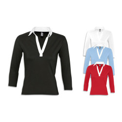 Polo donna, femminile e sportiva con collo a camicia Polo donna, femminile e sportiva con collo a camicia